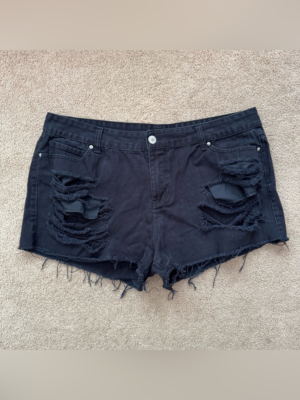Forever 21+ Black Distressed Women's Denim Shorts